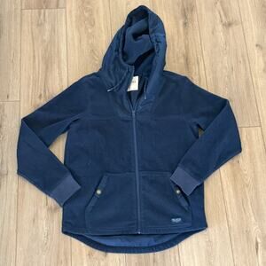 Hollister navy blue full zip hooded fleece jacket mens Size Small Y2K Cozycore